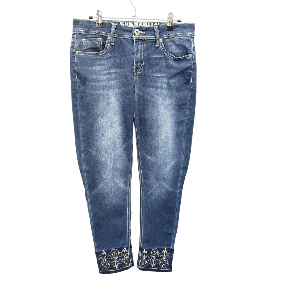 Hydraulic Jeans Women 6 Blue Excellent Embroidered Cuff Sequin Tapered HMI1048R